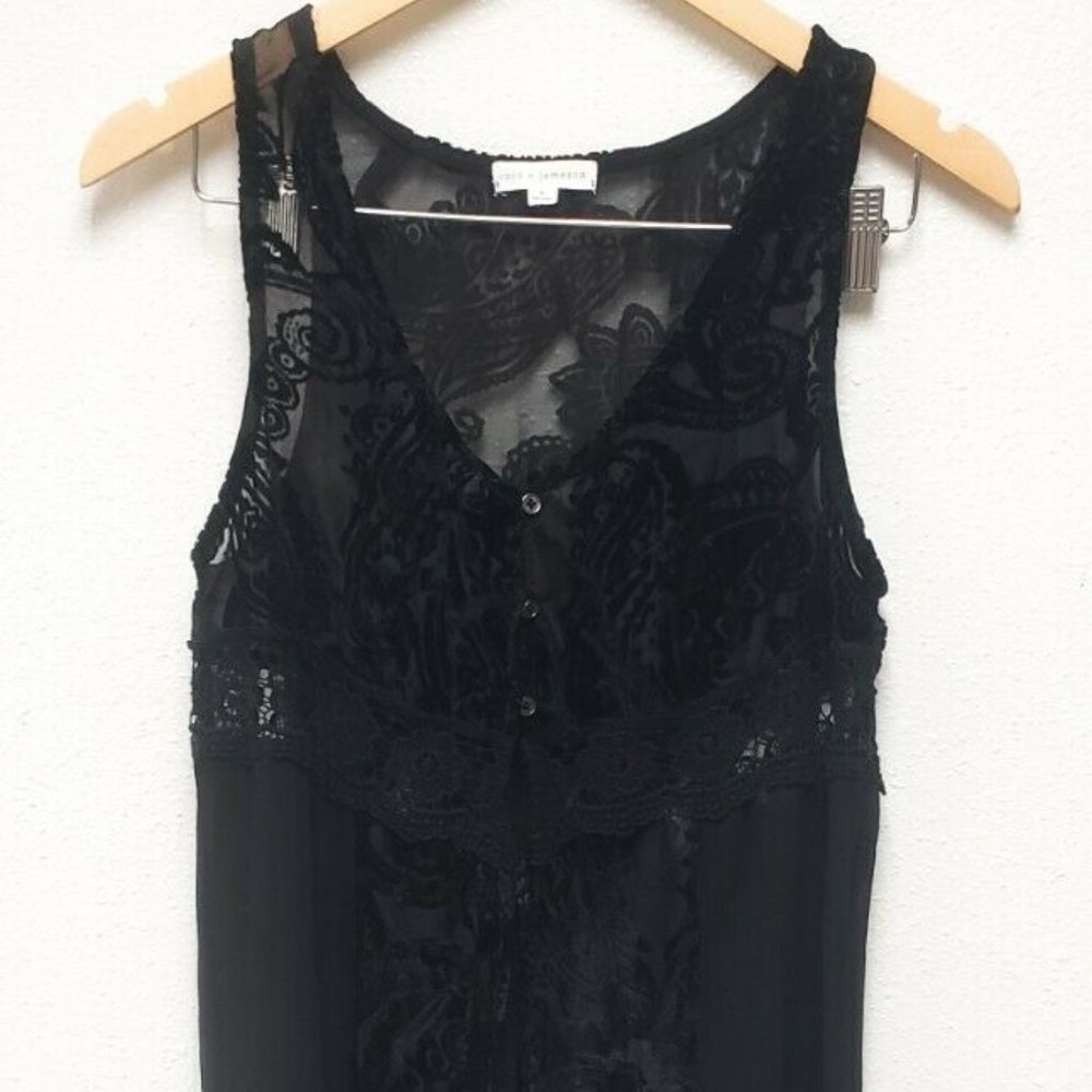 Women's Coco + Jameson Black Chiffon Duster Small
